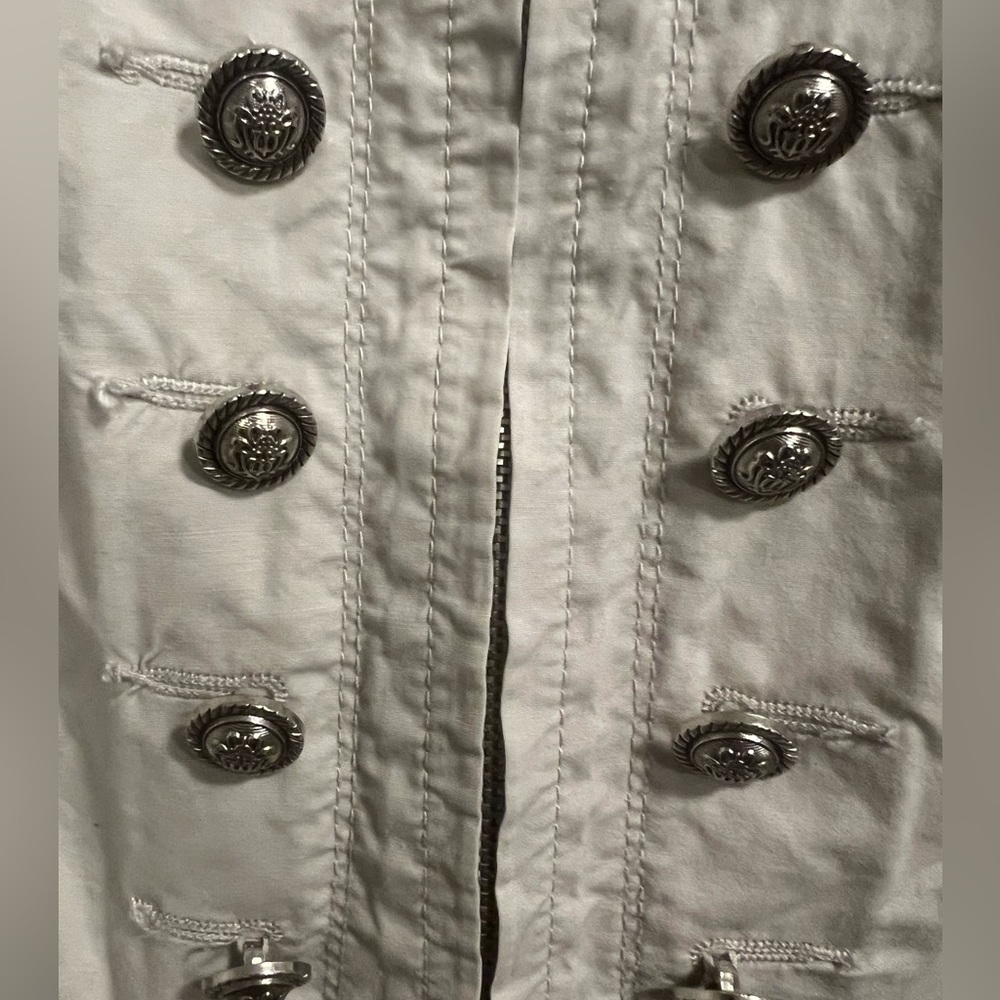INC beige light zip up jacket with military style buttons - Picture 5 of 5